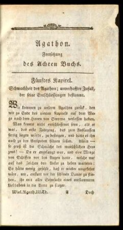 Agathon. Fortsetzung des Achten Buchs