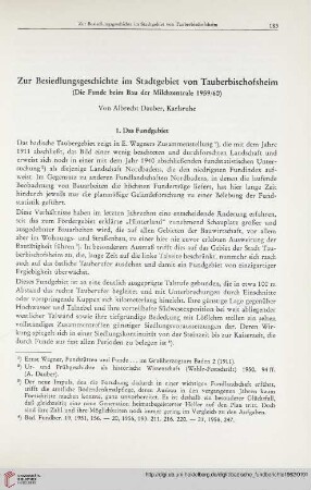 Zur Besiedlungsgeschichte im Stadtgebiet von Tauberbischofsheim : (Die Funde beim Bau der Milchzentrale 1959/60)