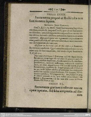 Thesis XXXIX. Sacramenta proprie ac stricte talia non sunt numero septem