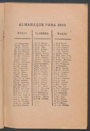 Almanaque para 1900