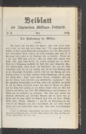 Beiblatt N° 3. Mai. 1876