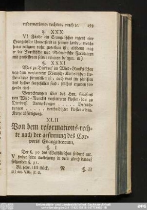 XLII Von dem reformations-rechte nach der gesinnung des Corporis Evangelicorum.
