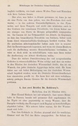 4. Aus zwei Briefen Dr. Koldewey's
