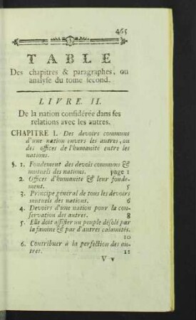 Table des chapitres & paragraphes, ou analyse du tome second.