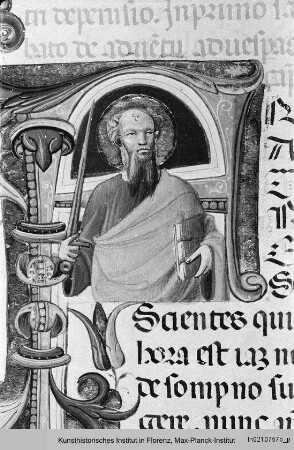 Breviarium Benedictinum : Folio mit Randbordüre, Text, ornamentierter Initiale A und historisierter Initiale F