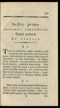 Sectio prima anatomica complectitur