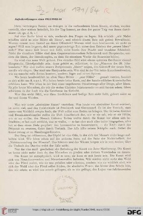 Aufschreibungen etwa 1911/1912-13