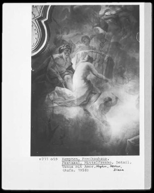 Mittelfresko, Detail: Venus mit Amor, Neptun, Merkur und Diana