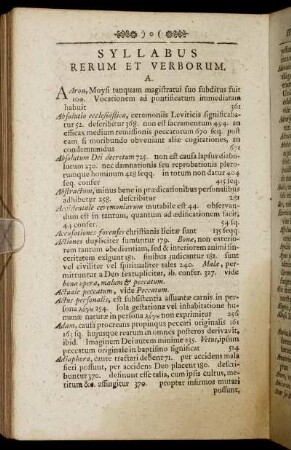 Syllabus Rerum Et Verborum.