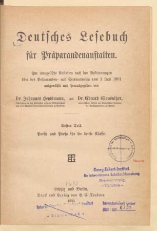 Teil 1, [Schülerband]: Poesie und Prosa für die dritte Klasse