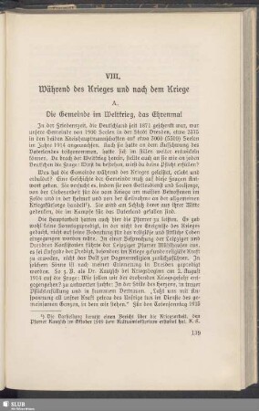 VIII. Während des Krieges und nach dem Kriege