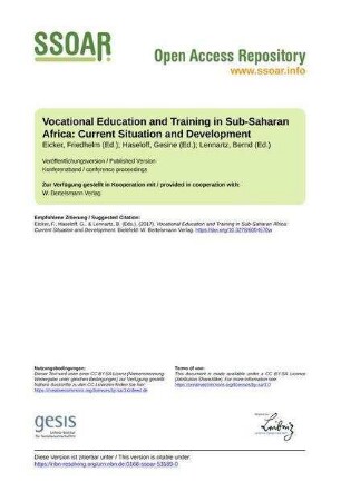 Vocational Education and Training in Sub-Saharan Africa: Current Situation and Development