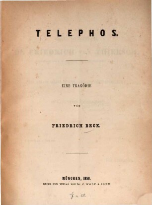 Telephos : eine Tragödie