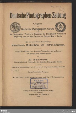 22.1898: Deutsche Photographen-Zeitung : Organ d. Deutschen Photographen-Vereins ..