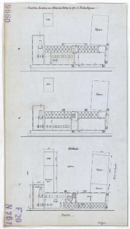 Technische Zeichnung : Dispositions-Grundrisse zum Neubau der Mühle für Herrn O. Bendler, Seehausen