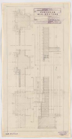Haus des Rundfunks, Berlin-Charlottenburg: Keller Masurenfront, Schnitte 1:10