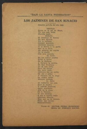 Los jazmines de San Ignacio : Canción porteña del año 1840. (Estilo)