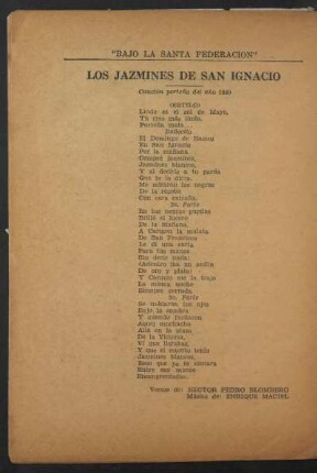 Los jazmines de San Ignacio : Canción porteña del año 1840. (Estilo)