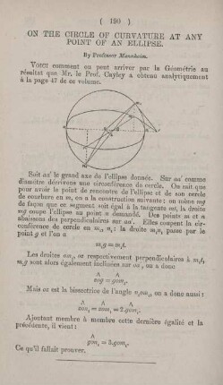 On the circle of curvature at any point of an ellipse.