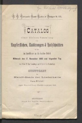 Slg. von Kupferst., Radierungen u. Holzschn. : 17.11.