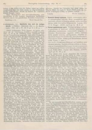 284-289 [Rezension] Gebhardt, Oscar de, Patrum apostolicorum opera. Textum ad fidem codicum et graecorum et latinorum adhibitis praestantissimis editionibus recensuerunt. Editio post Dresselianam alteram tertia. Fascic. I, pars 1