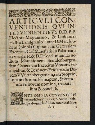 A2r-A3v, Articuli conventionis, qui intervenientibus DD.P.P. electore ...
