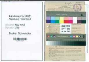 Entnazifizierung Scholastika Becker , geb. 20.06.1888 (Putzfrau)