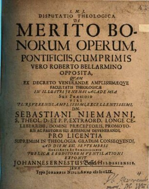 Disp. theol. de merito bonorum operum, pontificiis ... opposita
