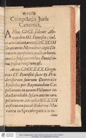 Compilatio Juris Canonici.