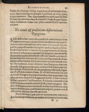 De titulo & praefatione disputationis Rungianae.