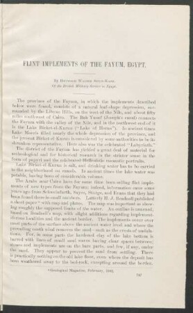 Flint implements of the Fayum, Egypt.