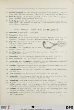 Fibeln. Armringe. Nadeln. Varia zum Handgebrauch (Nr. 284-417)