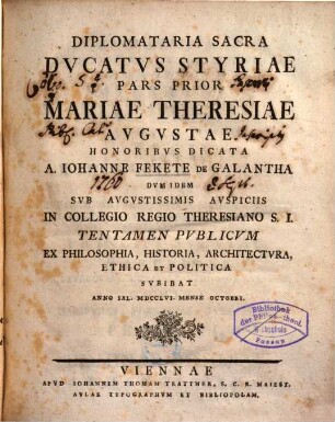 Diplomataria sacra ducatus Styriae, 1