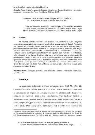 Sintagmas nominais contáveis e não-contáveis no alemão e no português brasileiro