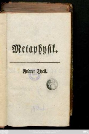 Theil 2: Metaphysik