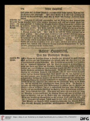 Achter Haupttitul: Von den Nordischen Reichen