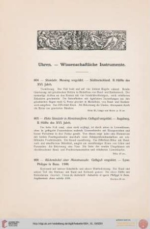 Uhren. – Wissenschaftliche Instrumente (Nr. 804-863)