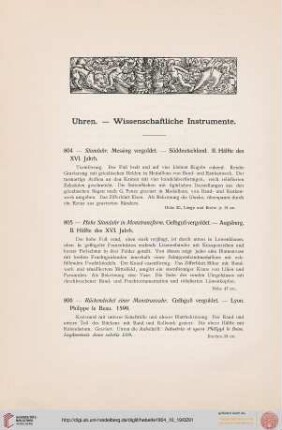 Uhren. – Wissenschaftliche Instrumente (Nr. 804-863)