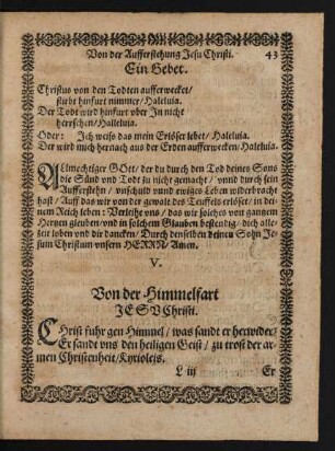 V. Von der Himmelfart Jesu Christi.
