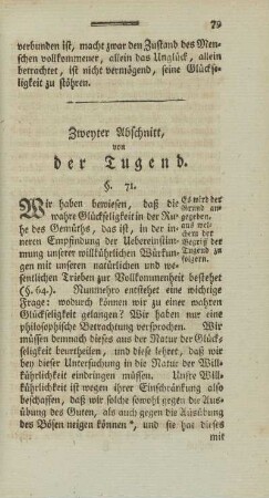 Zweyter Abschnitt, von der Tugend.