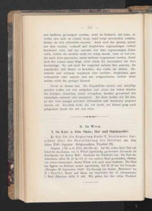 I. Im Kais. u. Kön. Haus-, Hof- und Staatsarchiv.