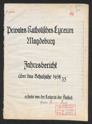 1934/35: Jahresbericht über das Schuljahr ... - 1934/35