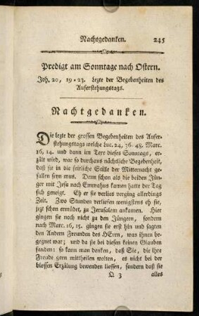 245-269, V. am Sonntage nach Ostern, über Joh. 20, 19-23. Nachtgedanken.