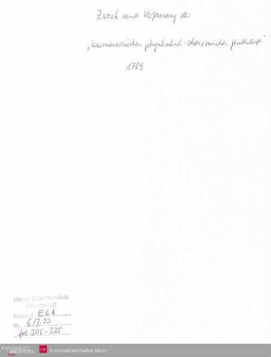 Zweck und Verfassung der 'Kurmainzischen physikalisch-ökonomischen Gesellschaft'