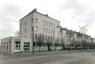 Dresden-Cotta, Steinbacher Straße 24 b/20. Wohnhäuser (ehemalige Wohnsiedlung des Kleinwohnungs-Bauvereins eGmbH; 1928-1929, O. Schubert)