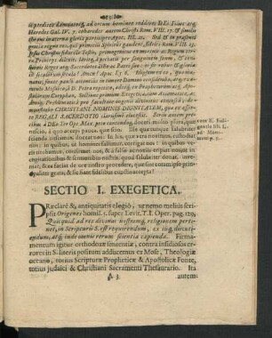 Sectio I. Exegetica.