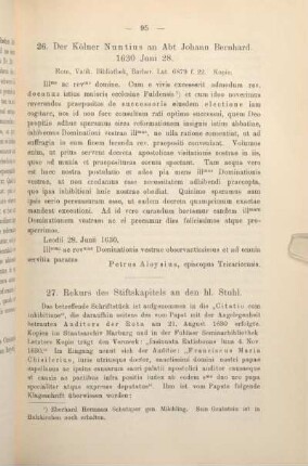 27. Rekurs des Stiftskapitels an den h. Stuhl.