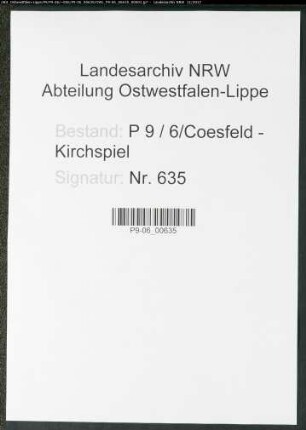 Sterberegister Standesamt Coesfeld-Kirchspiel oder Amt