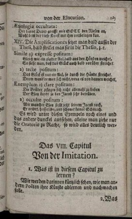 Das VIII. Capitul Von der Imitation.