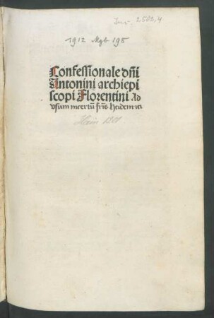 Confessionale. Mit Titulus de restitutionibus.